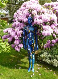blue space woman flower